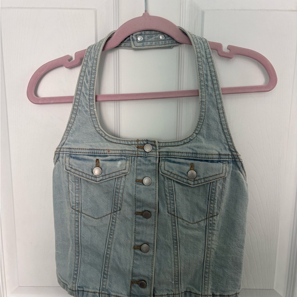 Light Blue Denim Halter Top